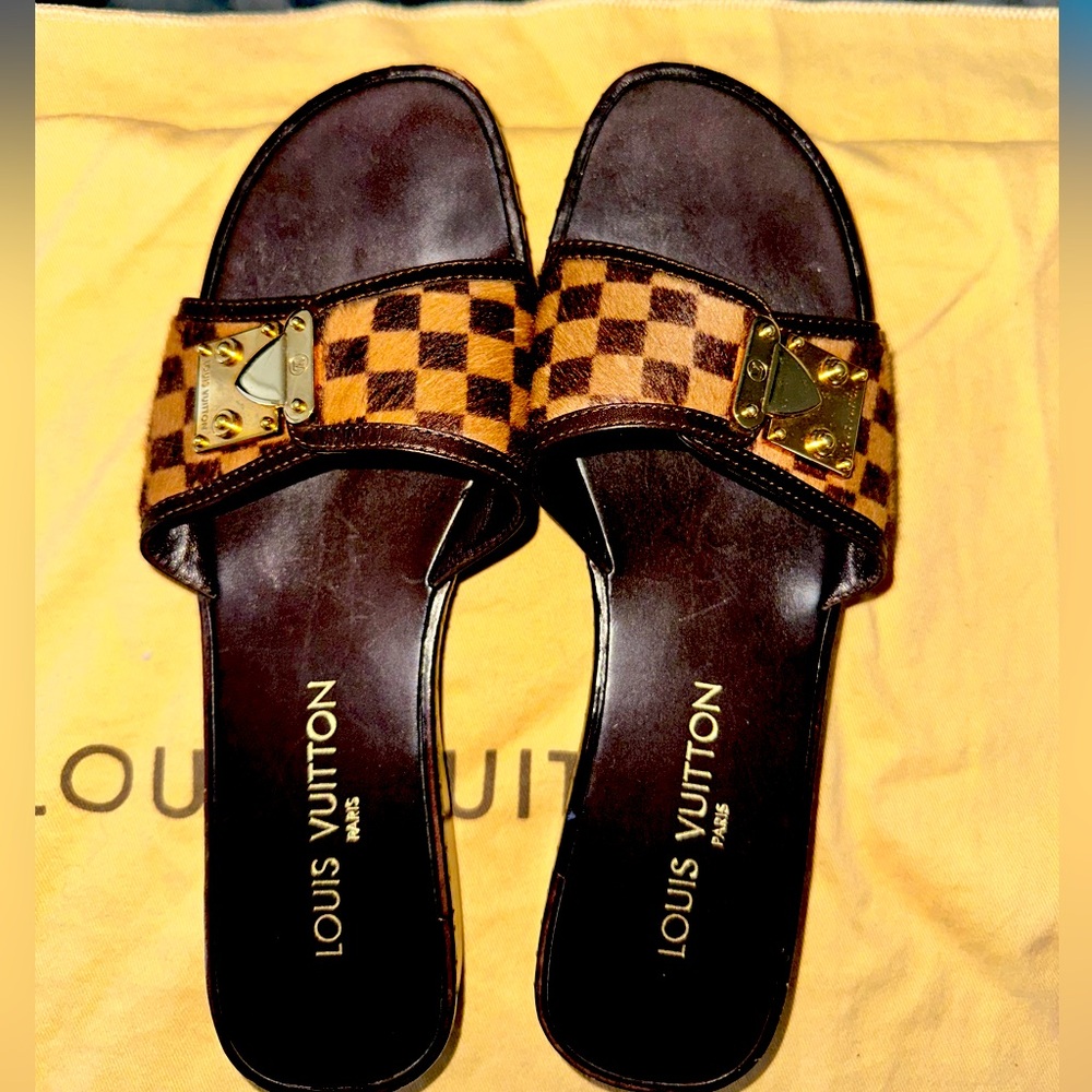 Pony Hair LV slides